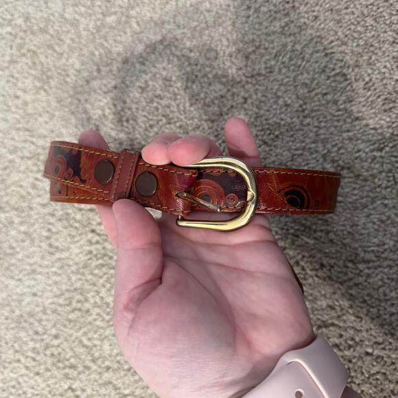 Genuine Leather Women's Size Medium Belt Multicolor Pattern Made in India Gold - Picture 1 of 6